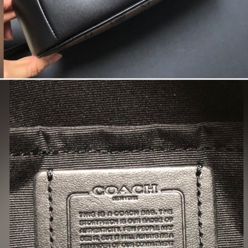 Coach Brown and Black Shoulder Bag with Gold Accents - Picture 6 of 7